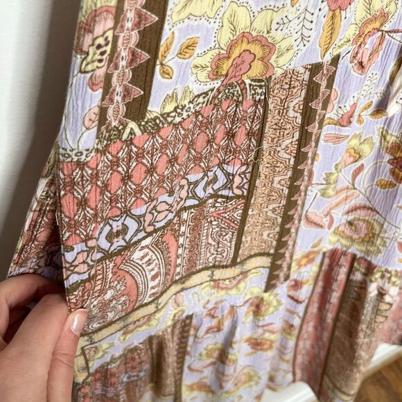 Karlie Womens Patchwork Midi Maxi Dress Small Pink Purple Floral Boho Pockets - Picture 10 of 12